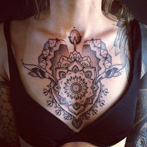 女人胸部漂亮的纹身图片图3