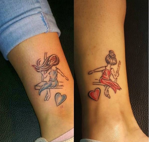 象征女生友谊的线条纹身简洁姐妹纹身小图案