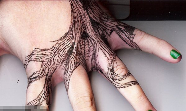 多款手指上的黑灰素描创意俏皮可爱小图案纹身图片