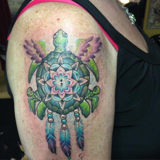 乌龟纹身图片   寿高年长的乌龟纹身图片