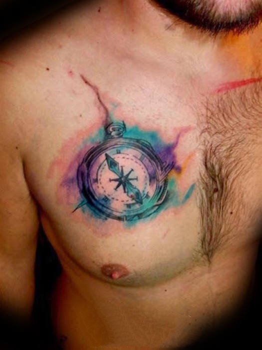 纹身指南针  方向明确的指南针纹身图片