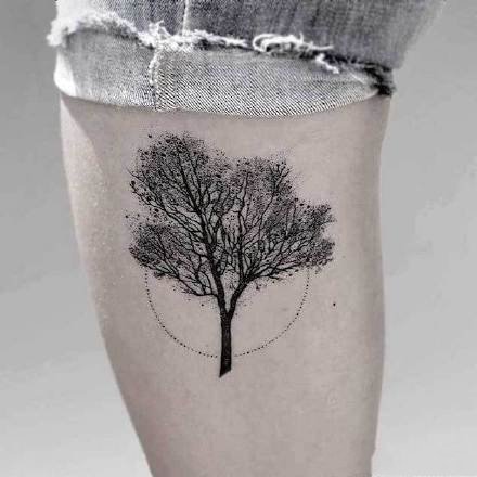 树纹身 黑色的9款好看的树纹身图片作品