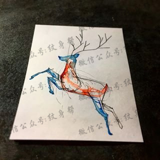 手稿水彩的鹿纹身图片