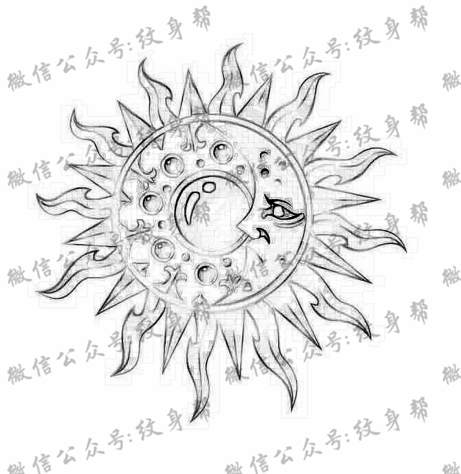太阳月亮手稿_11张太阳+月亮设计元素纹身手稿图案