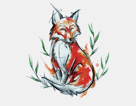 很小清新的9张狐狸纹身手稿图片
