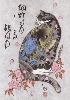 日本插画家田中秀治以猫为主题的浮世绘作品