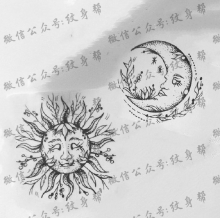 太阳月亮手稿_11张太阳+月亮设计元素纹身手稿图案