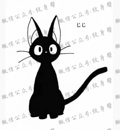 手稿黑猫纹身图片