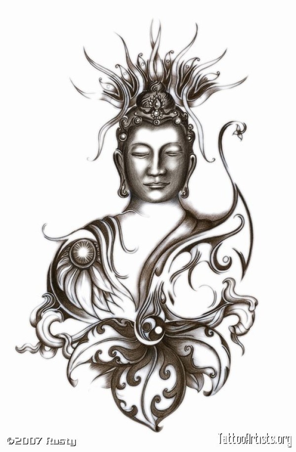 经典传统的佛纹身手稿