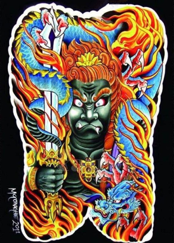 纹身不动明王画稿欣赏