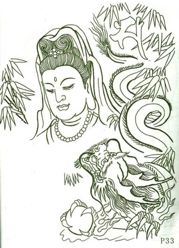 菩萨 钟馗纹身手稿图3