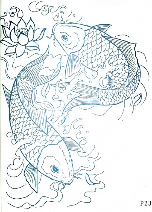 经典麒麟 龙 锦鲤纹身线稿