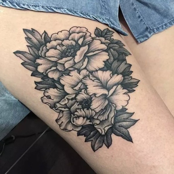 唯美黑灰花草纹身作品集图4