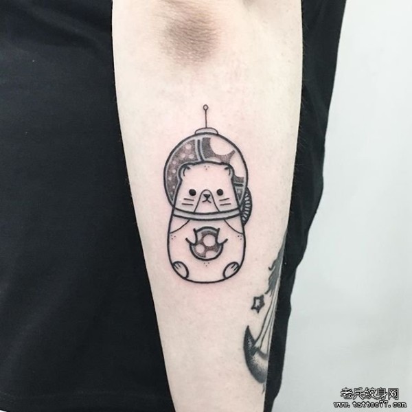 小臂卡通浣熊纹身图片tattoo