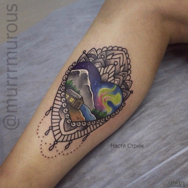 小臂梵花星空风景纹身tattoo图案