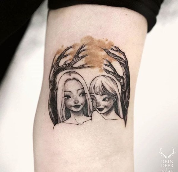 多款精美漂亮的绘画风格女孩纹身图片欣赏