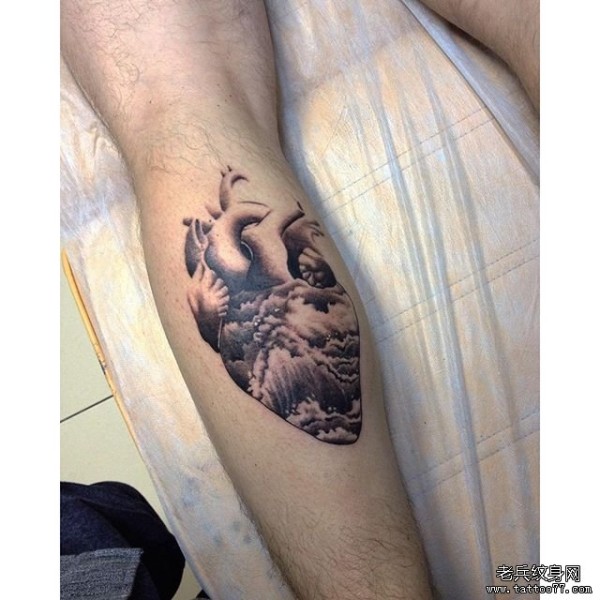 小腿心脏浪花tattoo纹身图片