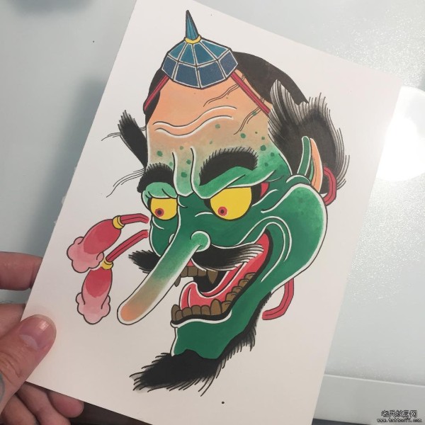 日式传统般若纹身图片手稿