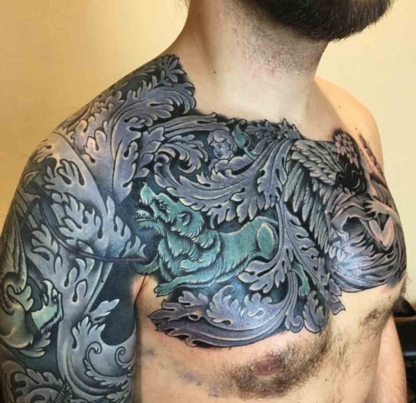 黑灰纹身风格巴洛克纹身图片