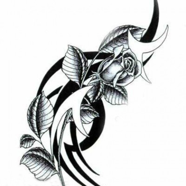 黑灰素描创意文艺唯美花朵图腾纹身手稿