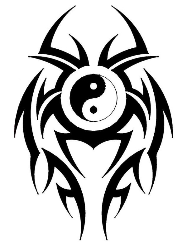 黑色线条素描几何元素图腾阴阳八卦图腾纹身手稿