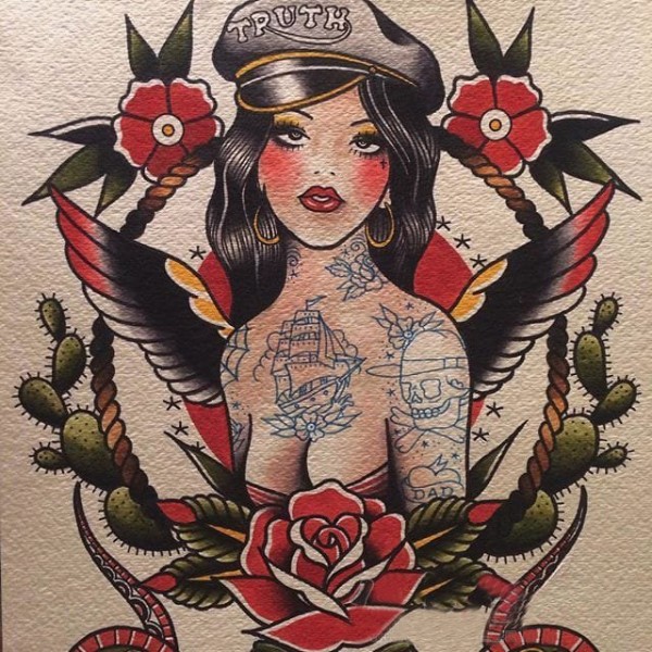 女性人物纹身图片 多款彩绘纹身素描女生人物纹身图片