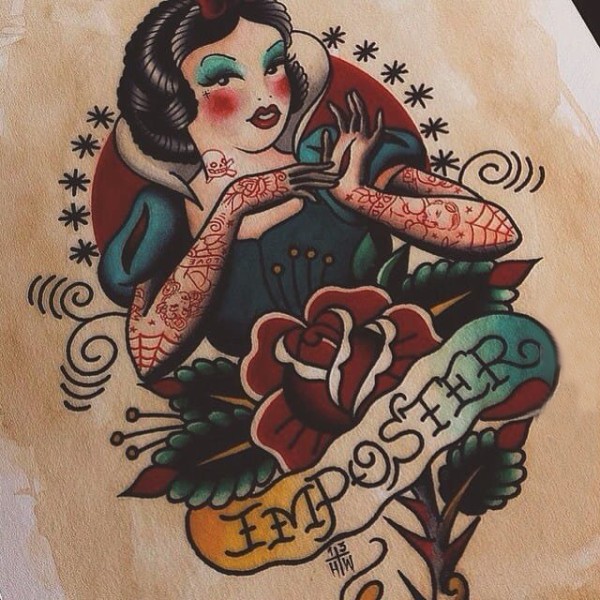 女性人物纹身图片 多款彩绘纹身素描女生人物纹身图片