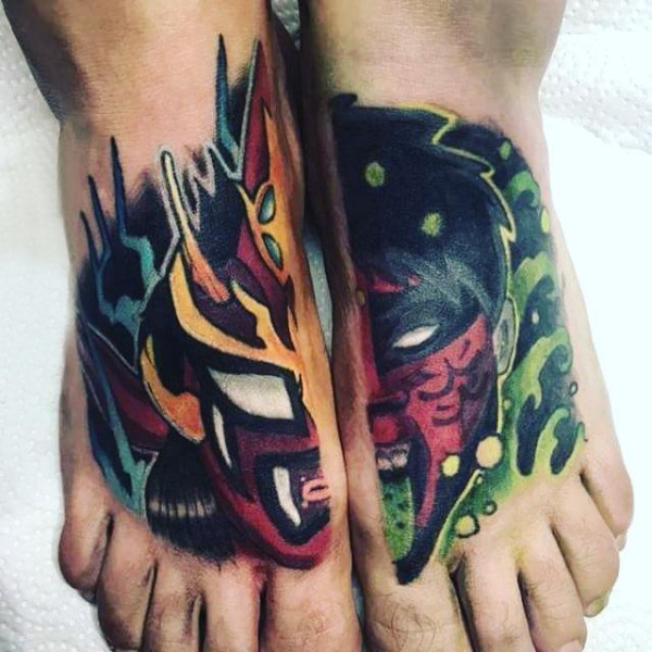 纹身彩色 男生脚部彩绘纹身图片