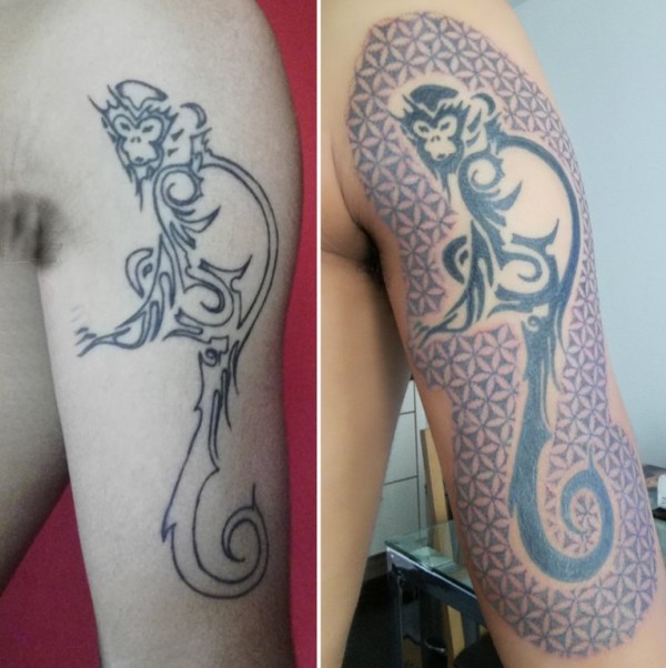 纹身猴子 男生手臂上猴子纹身图片