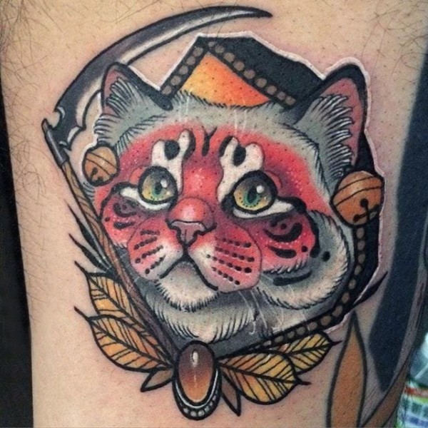 小猫咪纹身 多款彩绘纹身素描小清新猫咪纹身图片