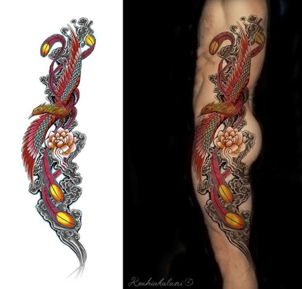 纹身凤凰 多款素描纹身彩色凤凰纹身图片