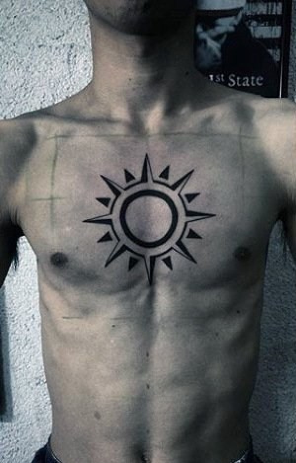 纹身太阳图案  光芒万丈的太阳纹身图片