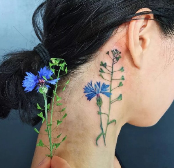 植物纹身图-一组把植物纹在身上的纹身图片作品