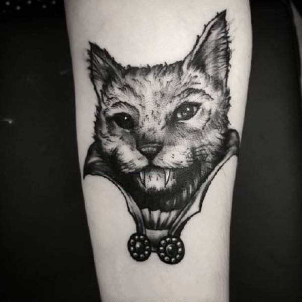 暗黑猫纹身--9张暗黑风格的猫猫纹身图片