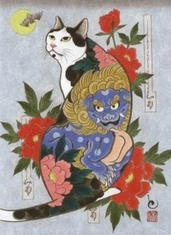 日本插画家田中秀治以猫为主题的浮世绘作品