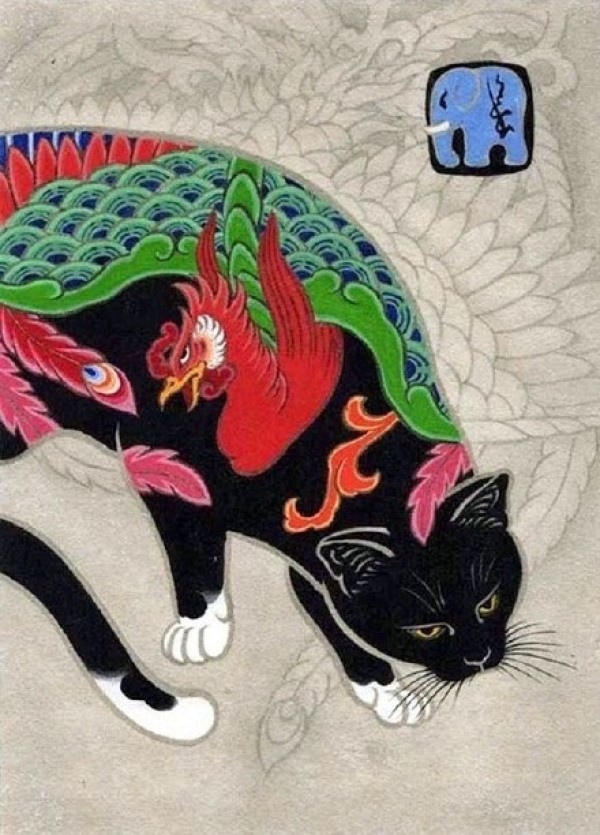 日本插画家田中秀治以猫为主题的浮世绘作品