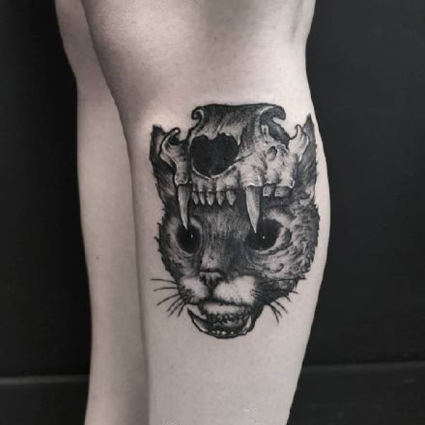 暗黑猫纹身--9张暗黑风格的猫猫纹身图片