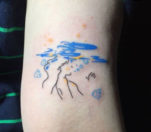 超简约的个性涂鸦线条的纹身图片