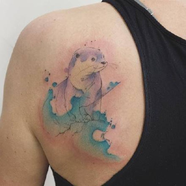 暗水彩风格的一组彩色纹身作品
