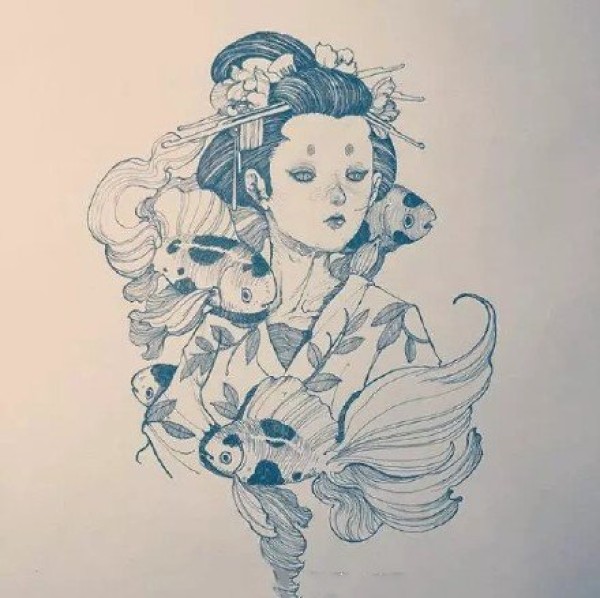 18张漂亮的日本艺妓纹身图片作品