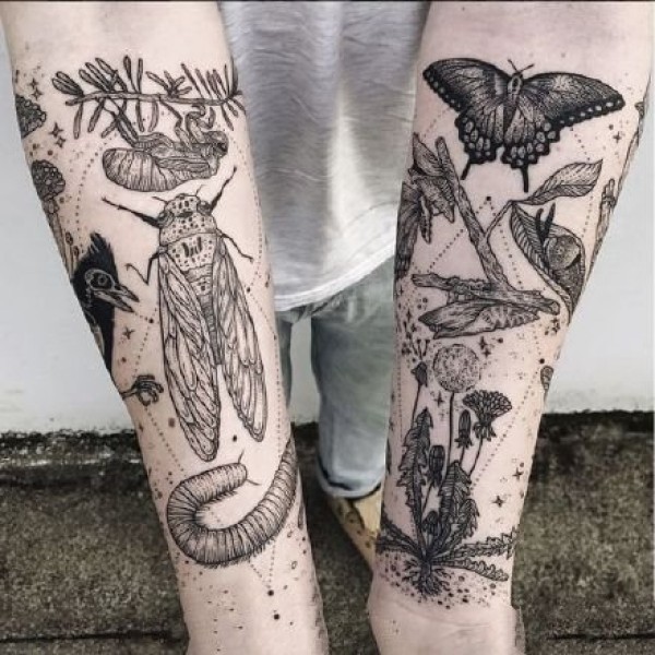 细节超多的插画风格手臂纹身图片9张