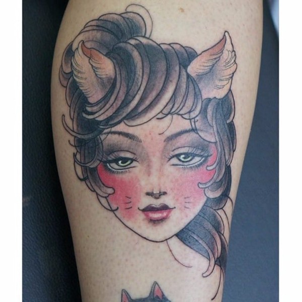 猫女纹身图 9张迷人的猫女主题纹身图片