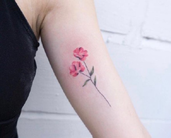 18款淡淡彩色的小臂花卉纹身图片