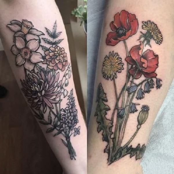 森系女孩的9款植物系列tattoo纹身图片