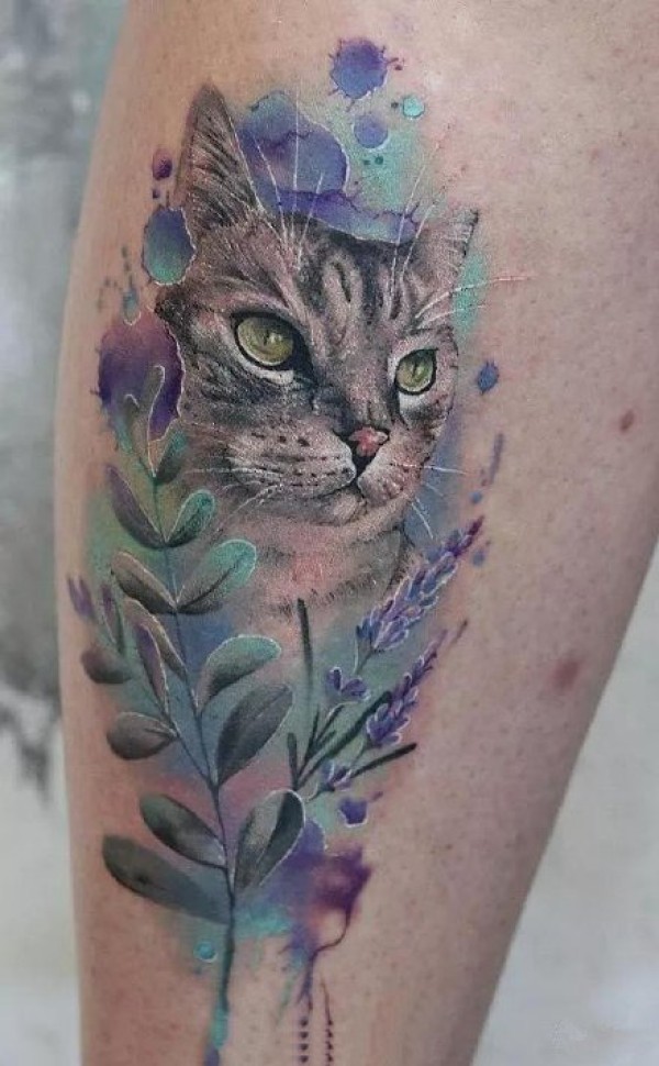 铲屎官专属的一组9款猫纹身图片