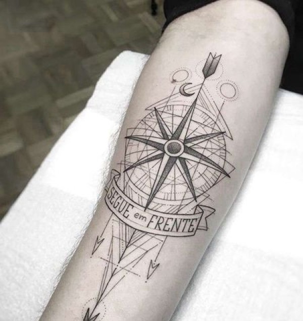 线条小臂星星纹身图片