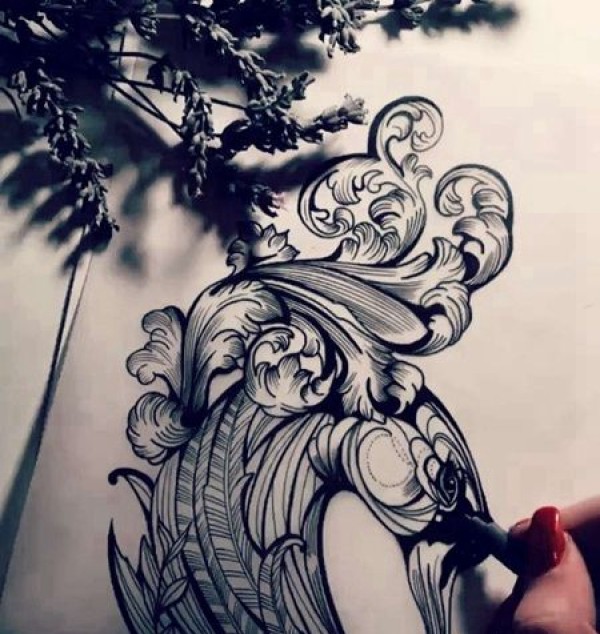黑灰 线条 天鹅