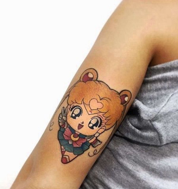 卡通小臂美少女战士水冰月纹身图片