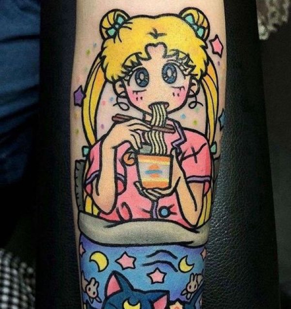 卡通小腿美少女战士水冰月纹身图片