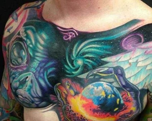 男士全甲宇宙纹身图片